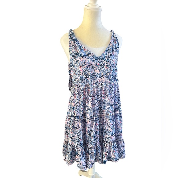 Simply‎ Southern Gathered Leaf Print Dress Womens Small - Picture 2 of 8